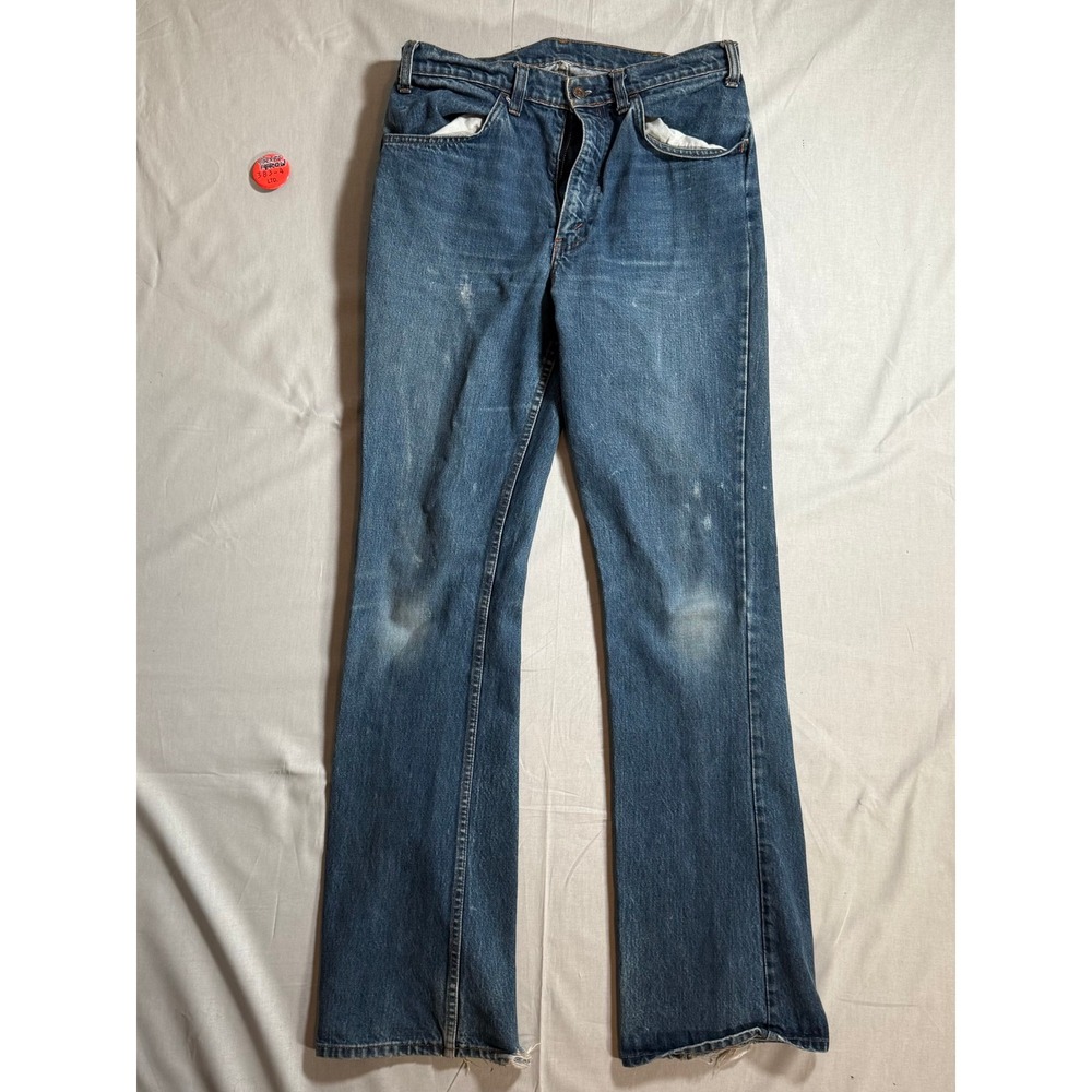 Vintage Levis 517 Orange Tab Jeans Talon 42 Zipper Bootcut Medium Wash Denim